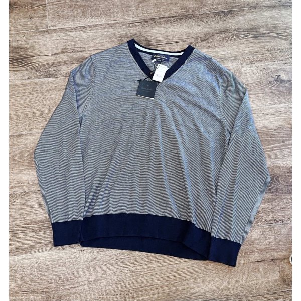 画像1: デッドストック【未使用品】【ビンテージ】【Brooks Brothers】【ブルックスブラザーズ】【紺×白ボーダー】【Vネックセーター】サイズＭ 