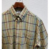 90's~【インド製】【SPINNERSTOWN SHUTTLE】【黄色チェック】【半袖シャツ】【BDシャツ】【サイズM】 