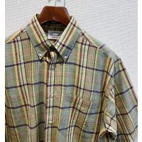 90's~【インド製】【SPINNERSTOWN SHUTTLE】【黄色チェック】【半袖シャツ】【BDシャツ】【サイズM】 