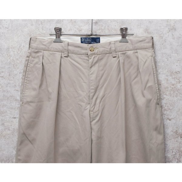 画像1: ビンテージ【ラルフローレン】POLO RALPH LAUREN【ベージュ】ANDREW PANTS【アンドリューパンツ】【２タック】【コットンパンツ】【34×30】 