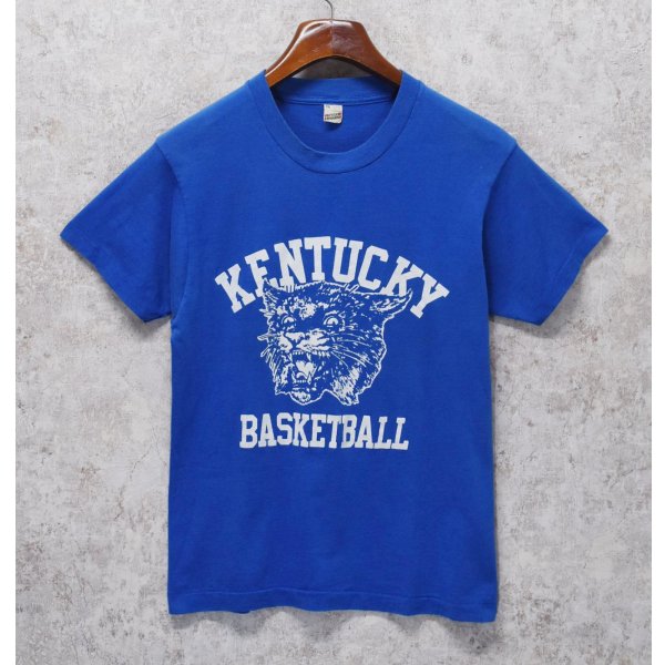 画像1: 80’s【USA製】ビンテージ【スクリーンスターズ】【KENTUCKY BASKET BALL】【虎】【青】Tシャツ【M程度】 