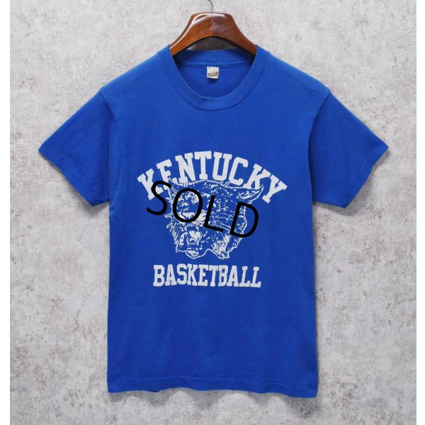 画像1: 80’s【USA製】ビンテージ【スクリーンスターズ】【KENTUCKY BASKET BALL】【虎】【青】Tシャツ【M程度】 