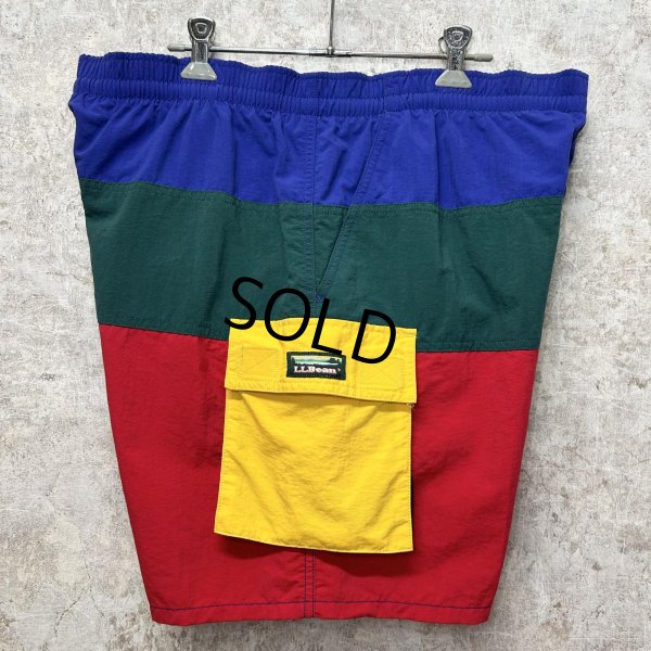 画像4: 【ビンテージ】【ＬＬビーン】【L.L.bean】【紺ｘ赤ｘ黄ｘ緑】クレイジーパターン【バギーズショーツ】【ナイロンショーツ】【Ｍ／Ｌ】 