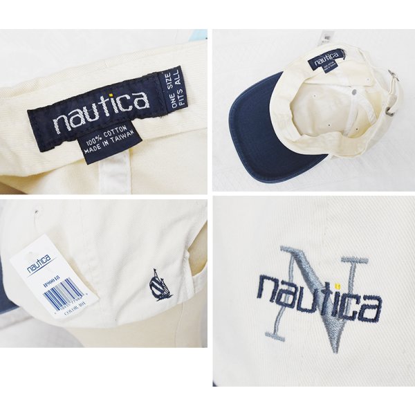 画像2: 【デッドストック】90’ｓ【ビンテージ】【nautica】【ノーティカ】【生成り×ブルーグレー】ロゴ入り【コットンキャップ】 