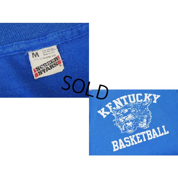 画像2: 80’s【USA製】ビンテージ【スクリーンスターズ】【KENTUCKY BASKET BALL】【虎】【青】Tシャツ【M程度】 