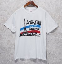 【80's~】【USA製】ビンテージ【La Tour Fiffel PARIS FRANCE】【白】プリント 【Tシャツ】【サイズＬ】  