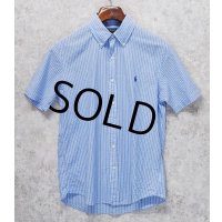 ビンテージ 【POLO RALPH LAUREN】【ラルフローレン】【RL UNTUCKED FIT】【青×白】ストライプ【シアサッカー】半袖シャツ 【サイズS】  