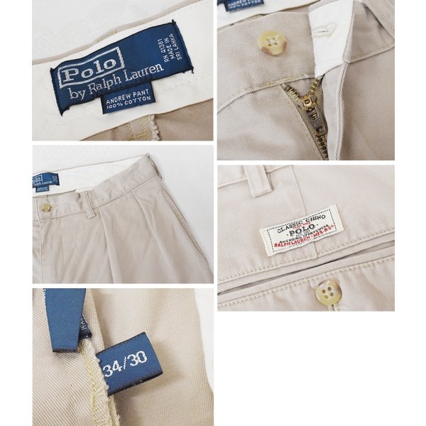 画像2: ビンテージ【ラルフローレン】POLO RALPH LAUREN【ベージュ】ANDREW PANTS【アンドリューパンツ】【２タック】【コットンパンツ】【34×30】 