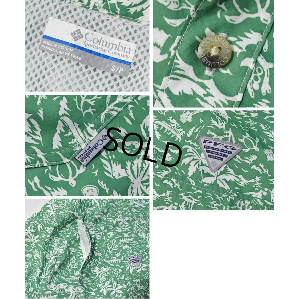 画像2: 【コロンビア】【Columbia】ビンテージ【PFG】魚ｘギター 緑【半袖フィッシングシャツ】【サイズＳ】 