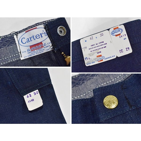 画像3: ~70's【デッドストック】USA製【ビンテージ】【Carter's】カーターズ【デニム】【ペインターパンツ】【紺】【42ｘ30】 