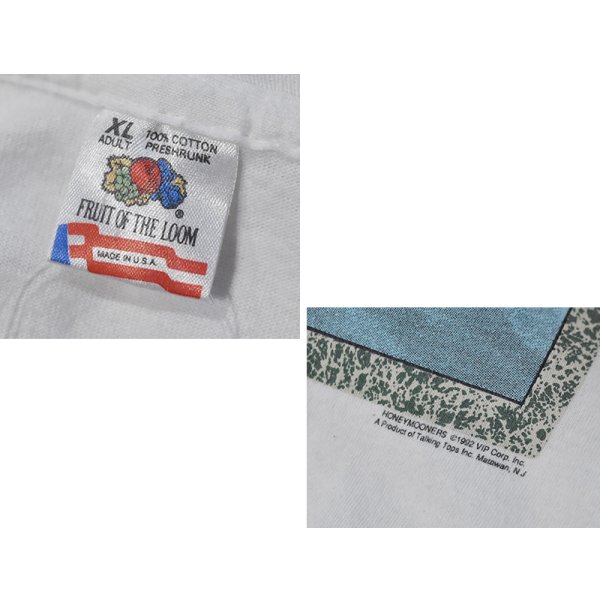 画像2: 90's【USA製】 ビンテージ【FRUIT OF THE LOOM 】フルーツオブザルーム【The Honeymooners】ハネムーナーズ【ADDRESS THE BALL】白【 Tシャツ】【サイズXL】 