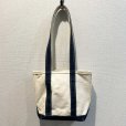 画像3: 90's~【ビンテージ】【L.L.bean】【エルエルビーン】【白×紺】長めハンドル【天マチファスナー付き】【キャンバス】【トートバッグ】【キャンバストート】<br> (3)