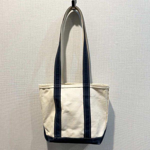 画像3: 90's~【ビンテージ】【L.L.bean】【エルエルビーン】【白×紺】長めハンドル【天マチファスナー付き】【キャンバス】【トートバッグ】【キャンバストート】 