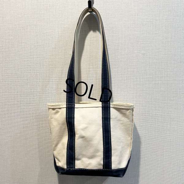 画像3: 90's~【ビンテージ】【L.L.bean】【エルエルビーン】【白×紺】長めハンドル【天マチファスナー付き】【キャンバス】【トートバッグ】【キャンバストート】 
