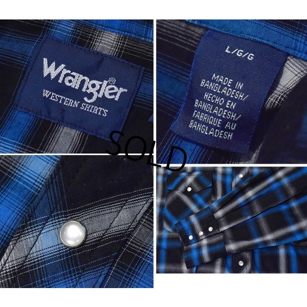 画像2: 【Wrangler】ラングラー【ビンテージ】【黒×青】オンブレチェック シャドーチェック【ウエスタンシャツ】【サイズL】  