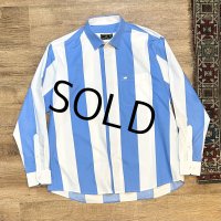 【FRENCH CROWN】フレンチクラウン ビンテージ【白ｘ水色】ストライプ【コットン】シャツ 【サイズ４６】 