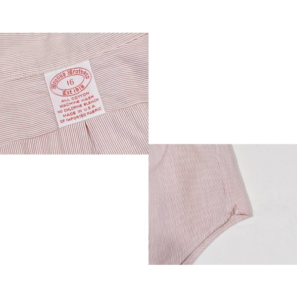 画像2: 90's 【USA製】【ビンテージ】【ブルックスブラザーズ】Brooks Brothers【白×赤ストライプ】コットン【半袖シャツ】【ボタンダウンシャツ】【16】 