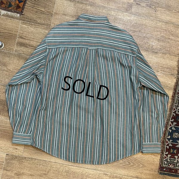 画像3: ~90’ｓ【ビンテージ】【エディーバウアー】【Rufton Twill】【緑×エンジ×紺×白】ストライプ【長袖シャツ】【コットンシャツ】【サイズＬ】 