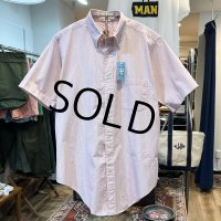 90's 【USA製】【ビンテージ】【ブルックスブラザーズ】Brooks Brothers【白×赤ストライプ】コットン【半袖シャツ】【ボタンダウンシャツ】【16】 
