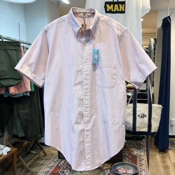 画像1: 90's 【USA製】【ビンテージ】【ブルックスブラザーズ】Brooks Brothers【白×赤ストライプ】コットン【半袖シャツ】【ボタンダウンシャツ】【16】 