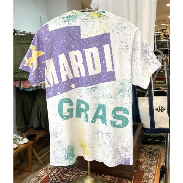 画像3: 90's USA製 ビンテージ【FRUIT OF THE LOOM 】フルーツオブザルーム【MARDI GRAS】【白】総柄【 Tシャツ】【サイズL】 