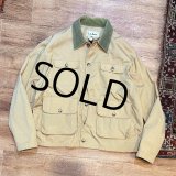 80's~【L.L.Bean 】【L.L.ビーン】ビンテージ【ベージュ×襟緑コーデュロイ】【フォレストキーパージャケット】【サイズXL】 