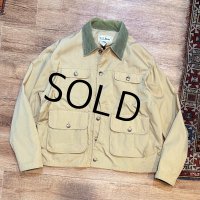 80's~【L.L.Bean 】【L.L.ビーン】ビンテージ【ベージュ×襟緑コーデュロイ】【フォレストキーパージャケット】【サイズXL】 