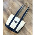 画像1: 90's~【ビンテージ】【L.L.bean】【エルエルビーン】【白×紺】長めハンドル【天マチファスナー付き】【キャンバス】【トートバッグ】【キャンバストート】<br> (1)