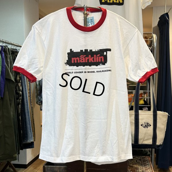 画像1: 90's【USA製】ビンテージ【ジャージーズ】【JERZEES】MARKLIN 汽車【白ｘ赤】【リンガーＴシャツ】【サイズＸＬ】 
