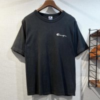 【〜90's】【USA製】【ビンテージ】【チャンピオン】【Champion】胸ロゴプリント【黒】【プリントTシャツ】【サイズM】 