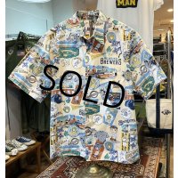 【REYN SPOONER】【レインスプーナー】【MLB】野球 Milwaukee BREWERS ミルウォーキー・ブルワーズ メジャーリーグ【アロハシャツ】半袖シャツ【サイズL】  