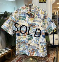【REYN SPOONER】【レインスプーナー】【MLB】野球 Milwaukee BREWERS ミルウォーキー・ブルワーズ メジャーリーグ【アロハシャツ】半袖シャツ【サイズL】  