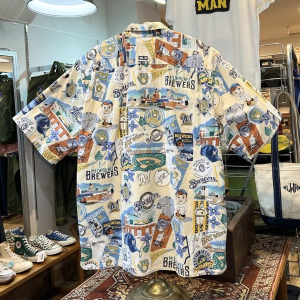画像3: 【REYN SPOONER】【レインスプーナー】【MLB】野球 Milwaukee BREWERS ミルウォーキー・ブルワーズ メジャーリーグ【アロハシャツ】半袖シャツ【サイズL】  