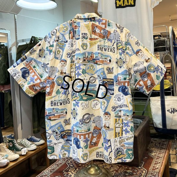 画像3: 【REYN SPOONER】【レインスプーナー】【MLB】野球 Milwaukee BREWERS ミルウォーキー・ブルワーズ メジャーリーグ【アロハシャツ】半袖シャツ【サイズL】  