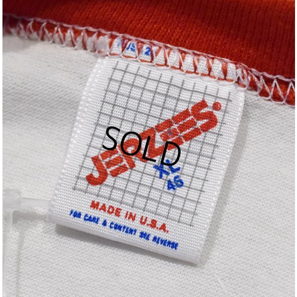 画像2: 90's【USA製】ビンテージ【ジャージーズ】【JERZEES】MARKLIN 汽車【白ｘ赤】【リンガーＴシャツ】【サイズＸＬ】 