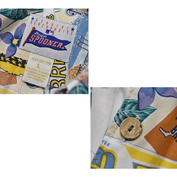 画像2: 【REYN SPOONER】【レインスプーナー】【MLB】野球 Milwaukee BREWERS ミルウォーキー・ブルワーズ メジャーリーグ【アロハシャツ】半袖シャツ【サイズL】  