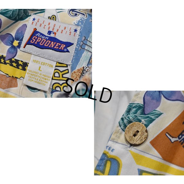 画像2: 【REYN SPOONER】【レインスプーナー】【MLB】野球 Milwaukee BREWERS ミルウォーキー・ブルワーズ メジャーリーグ【アロハシャツ】半袖シャツ【サイズL】  