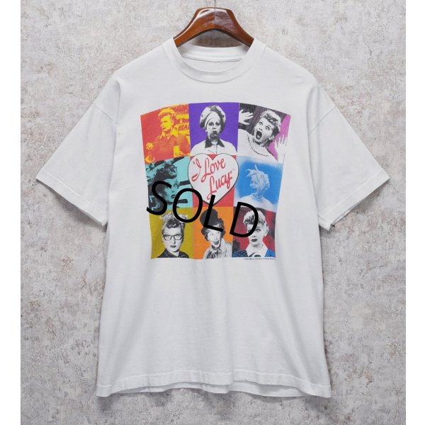 画像1: 【90's~】ビンテージ【I Love Lucy】【白】【女性の顔】プリント 【Tシャツ】【サイズＬ程度】  