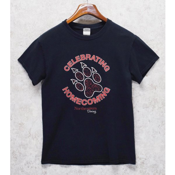 画像1: ビンテージ【GILDAN】【ギルダン】【CELEBRATING HOMECOMING】【黒】【肉球プリント】【Tシャツ】【サイズS】 