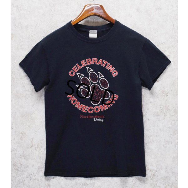 画像1: ビンテージ【GILDAN】【ギルダン】【CELEBRATING HOMECOMING】【黒】【肉球プリント】【Tシャツ】【サイズS】 