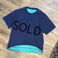 90's【USA製】 ビンテージ【ランズエンド】【LANDS' END】【紺×エメラルド】【リバーシブル】【ダブルフェイス】【Tシャツ】【サイズM】 