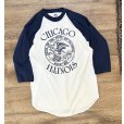 画像1: デッドストック 80's【USA製】MILLER【ミラー】ビンテージ【CHICAGO】【ILLINOIS】白ｘ紺【ラグラン】【Ｔシャツ】【サイズＭ】<br> (1)