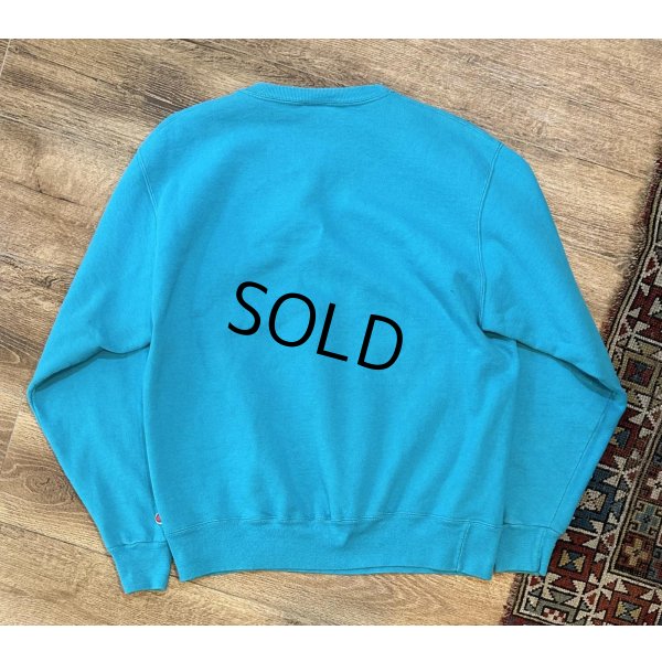 画像3: 90’ｓ【USA製】ビンテージ【Champion】【チャンピオン】前V ターコイズ 無地 胸ロゴ【スウェット】【サイズL】 