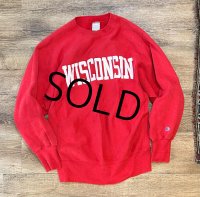 90’ｓ USA製 ビンテージ【Champion】チャンピオン【リバースウィーブ】WISCONSIN【赤】【スウェット】【サイズXL】 
