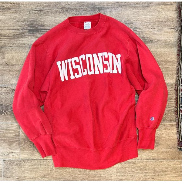画像1: 90’ｓ USA製 ビンテージ【Champion】チャンピオン【リバースウィーブ】WISCONSIN【赤】【スウェット】【サイズXL】 