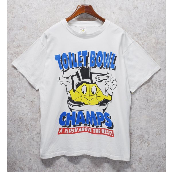 画像1: 90's ビンテージ【GUS MACKER】【TOILET BOWL CHAMPS】白【 Tシャツ】【サイズXL】 