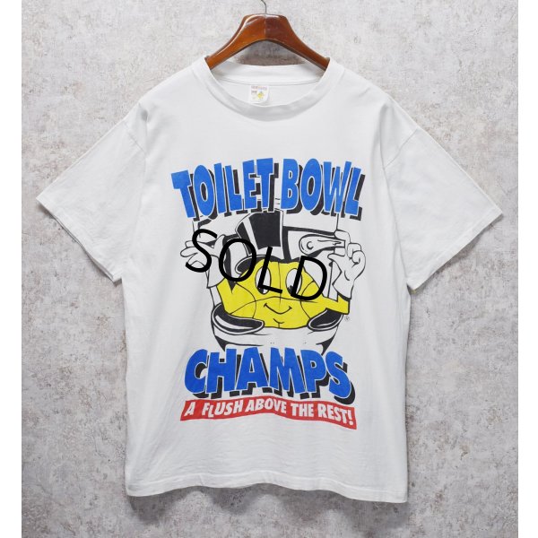 画像1: 90's ビンテージ【GUS MACKER】【TOILET BOWL CHAMPS】白【 Tシャツ】【サイズXL】 