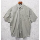 90's~ ビンテージ【エディーバウアー】【Eddie Bauer】【カーキ】【無地】コットン【半袖シャツ】【BDシャツ】【サイズM】 