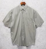 90's~ ビンテージ【エディーバウアー】【Eddie Bauer】【カーキ】【無地】コットン【半袖シャツ】【BDシャツ】【サイズM】 
