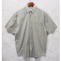 90's~ ビンテージ【エディーバウアー】【Eddie Bauer】【カーキ】【無地】コットン【半袖シャツ】【BDシャツ】【サイズM】 